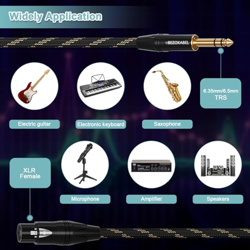 XLR to 1/4 Cable, XLR Female to 1/4 Cable 25FT 2Pack - size: 25ft 2Pack, style: XLR Female to 6.35