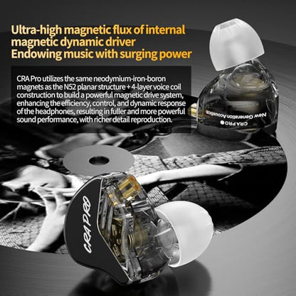 CCA CRA PRO in Ear Monitor Headphones, Ultra-Thin DLC Diaphragm Dynamic Driver Gaming Earbuds, Clear Sound & Deep Bass, IEMS for Singer Musicians Drummers DJ - color: Crystal, style: Without Mic