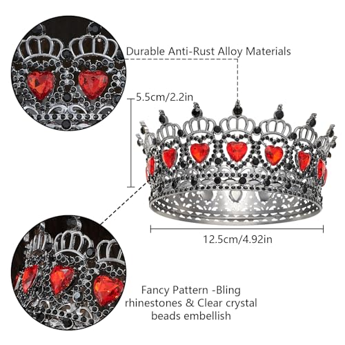 Queen Crown Rhinestone Wedding Crowns and Tiaras for Women Costume Party Hair Accessories Princess Birthday Crown Crystal Bridal Crowns - color: Black Red Crown
