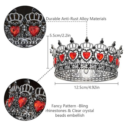 Queen Crown Rhinestone Wedding Crowns and Tiaras for Women Costume Party Hair Accessories Princess Birthday Crown Crystal Bridal Crowns - color: Black Red Crown