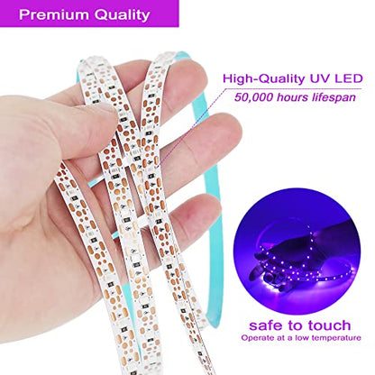 USB Black Light Strip, 6.6ft 10W UV LED Blacklight String Lights, 395-400nm, DC 5V, 120 Lamp Beads, Glow in The Dark for Halloween, Birthday, Party, Fluorescent Poster, Room, Bedroom Decoration - size: 6.6ft Strip