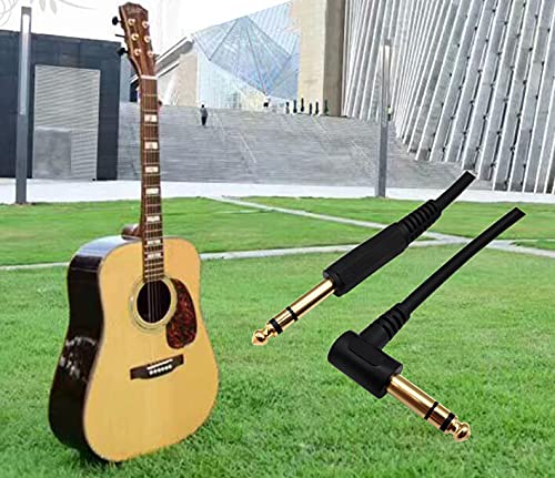 1/4 Inch Guitar Instrument Cable, 6FT 90 Degree Angle 6.35mm TRS Jack Male to 1/4 Inch TRS Male Stereo Speaker Audio Cable for Electric Guitar, bass Guitar, Electric and More (6ft/1.8M) - color: 6ft/1.8M