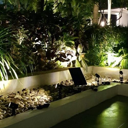 4-Spotlight Mini 50X Solar-Powered LED Spotlight (Cool White LED), Black Finish, Outdoor Garden Yard Landscape Downlight - size: Mini 50X 4SP Cool White