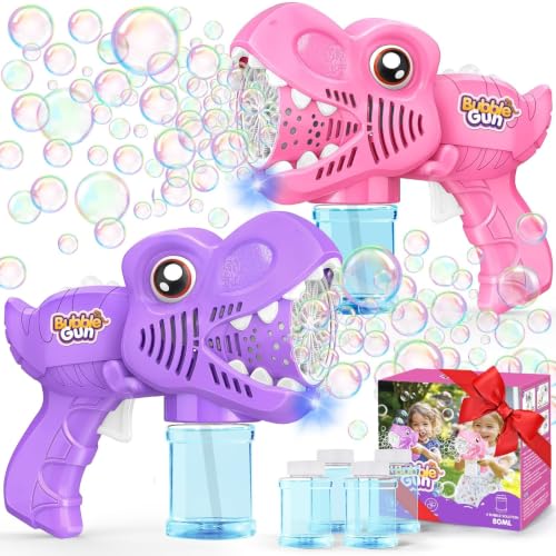 Yunaking Bubble Machine Gun 2 Pack, Toys Gift for 3 4 5 6 7 8 Year Old Girl - color: 2pcs-pink+purple