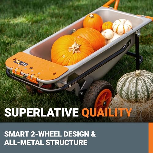 WORX Wheelbarrow Heavy Duty Dolly, 8-in-1 Aerocart Garden Cart, WG050 | lift 200 lbs like lifting 17 lbs; 8-in-1 versatility; smart 2-wheel design; heavy-duty durable construction - style: 8-in-1 Aerocart Wheelbarrow