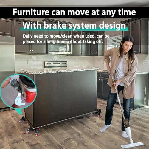 Carbon Steel Furniture Dolly Moving, 2200LBs Capacity Heavy Duty | Anti-tilt, TPE quiet & floor-safe 5 Wheels, for heavy moves fridge, couch, desk, piano, sofa - size: XL 550 lbs each (2,200 lbs total for 4)