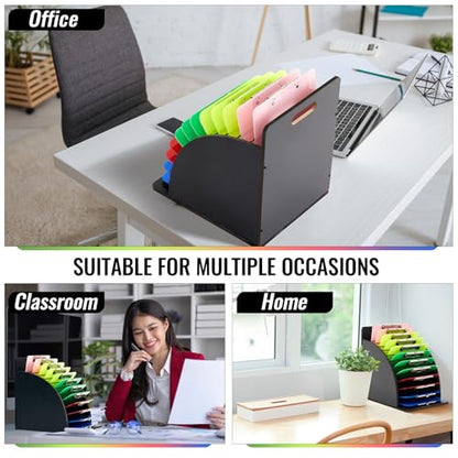 1 Pack Wooden Metal Clipboard Holder with Raised Side Panel,Black | Clipboard Storage Rack Back to School Supply for Classroom Office School Teacher, Clip Boards Not Included - color: Black
