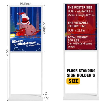 Blulu 4 Pcs Sign Stand Holder, 19.6"x 27.5" Double Sided Metal Wedding Sign Stand, Heavy Duty Floor Standing Poster Holder, Outdoor Banner Stands with Non Slip Mat for Board and Foam Display (White) - color: White