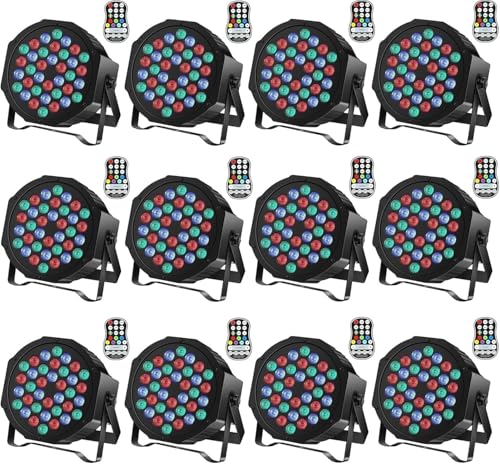 HOLDLAMP Rechargeable Par Lights 36W RGB Battery Powered, Wireless LED Par Lights DJ Uplights Sound Activated Remote Control for Wedding Events Club Party Church Stage Lighting, 12 Pack