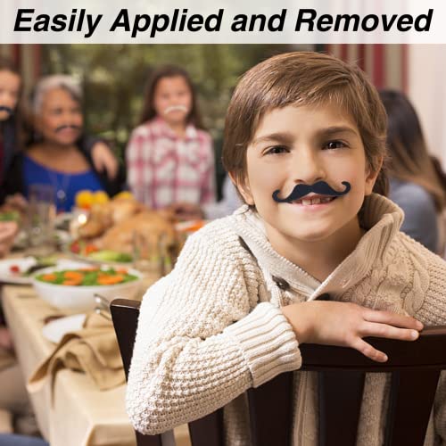 KICNIC 60 Pcs Fake Mustaches Self Adhesive, 20 Designs for Costume Party | Self Adhesive Novelty Hairy Beard Costume Facial Hair, for Party Supplies, Decorations, Suitable for All Ages