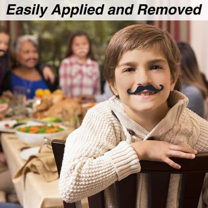 KICNIC 60 Pcs Fake Mustaches Self Adhesive, 20 Designs for Costume Party | Self Adhesive Novelty Hairy Beard Costume Facial Hair, for Party Supplies, Decorations, Suitable for All Ages