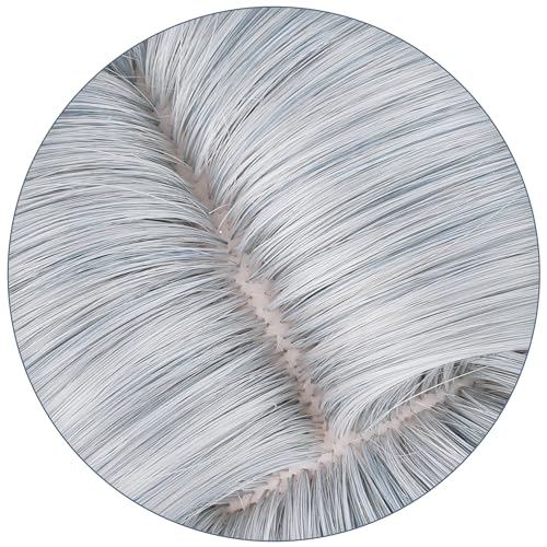 Anime Gray Blue Wig Fantasy Western Priest, Angel Style Halloween | Men Long Straight Wig Layered Haircut Christmas,Comic con Heat Resistant Fiber Wig Breathable Rose Mesh Inner Free Cap - color: Gray