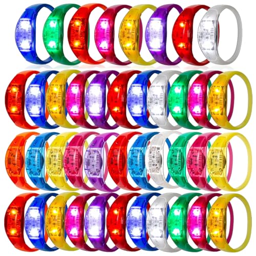 100 Pcs LED Bracelets Sound Activated with Flashing LED Strobe Music Control Light Up Bracelets for Rave, Game Prizes, Birthday Party Favor,Valentine's Day gift - color: Red, Yellow, Blue, Green, Orange, White, Purple, Rose Red