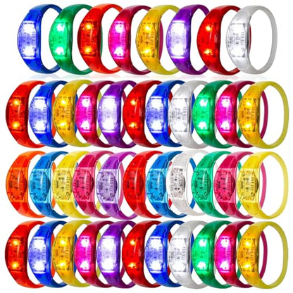 100 Pcs LED Bracelets Sound Activated with Flashing LED Strobe Music Control Light Up Bracelets for Rave, Game Prizes, Birthday Party Favor,Valentine's Day gift - color: Red, Yellow, Blue, Green, Orange, White, Purple, Rose Red