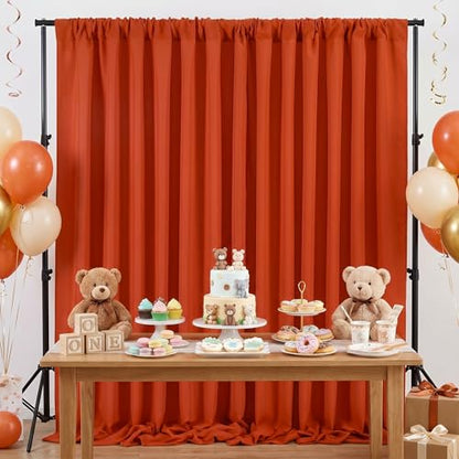 Rust Backdrop Curtains 10ftx8ft Thanksgiving Polyester Photo Drapes - color: Rust, size: 2 Panels 5ft X 8ft