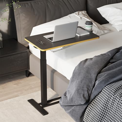 SANODESK 28''Mobile Standing Desk with Hidden Wheels,Pneumatic Laptop Desk | Computer Cart Movable Height Adjustable Table Small Sit Stand Desk for Home Office Hospital Use,27.6" W x 15.7" D,Black Maple - color: Black Maple, size: 28x16