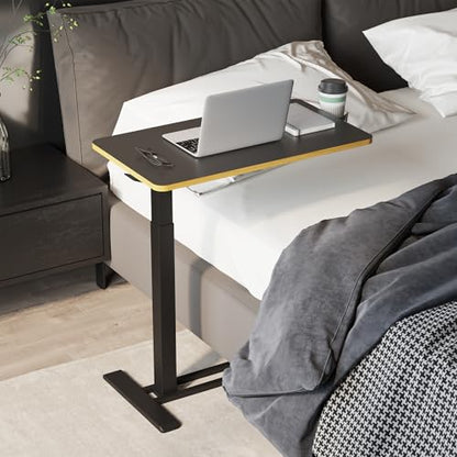SANODESK 28''Mobile Standing Desk with Hidden Wheels,Pneumatic Laptop Desk | Computer Cart Movable Height Adjustable Table Small Sit Stand Desk for Home Office Hospital Use,27.6" W x 15.7" D,Black Maple - color: Black Maple, size: 28x16