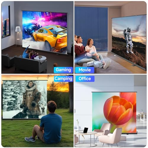 Portable ALR Manual Pull Up Projector Screen,100 in Outdoor Projector Screen 178°Viewing Angle Portable Movie Screen 3D/4K HD 16: 9 Wrinkle-Free Design for Movie Home Theater Backyard Night