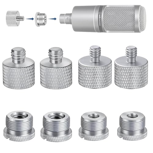 IXTECH Mic Stand Adapter Set 8 pc - Metal Tripod Adapters Female-Male 5/8-3/8, 3/8-5/8, 5/8-1/4, 1/4-5/8 ADP02 Silver - color: ADP02 Silver