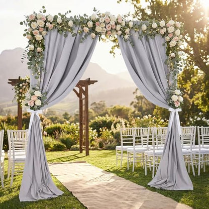 Gray Curtain Backdrop Panel Wall Wedding Background Patio Birthday - color: Gray, size: 2Pcs 5Ftx8Ft