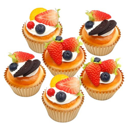 Artificial Fruit 6Pcs Realistic Artificial Cupcake Models for Kitchen Bakery Art Painting Classroom Teaching Food Display Photography Props Decoration - size: 2.55 Inch