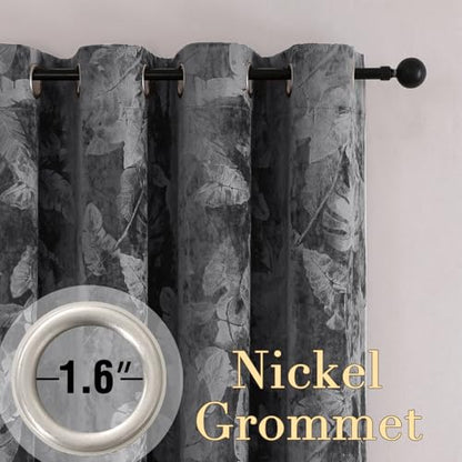 H.VERSAILTEX Velvet Leaf Pattern Curtains for Living Room 96" L, Dark Gray | Luxury Velvet, Room Darkening, Light Blocking, Noise Reducing, Thermal Insulated, Grommet Top, 52 X 96 Inch, 2 Panels - color: Leaf-dark Gray, size: 52"W x 96"L (Pack of 2)