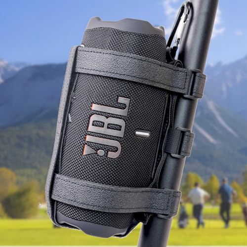 Upgraded Large Portable Speaker Mount for Bluetooth Speakers with 12''-20'' Circumference, Waterproof Adjustable Strap Holder for Golf Cart Bike UTV ATV Motorcycle or Boat Railing - size: Large