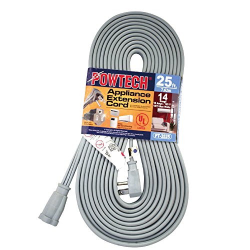 Heavy Duty 25 FT Air Conditioner and Major Appliance Extension Cord UL Listed 14 Gauge, 125V, 15 Amps, 1875 Watts Grounded 3-PRONGED Cord - size: 25 FEET