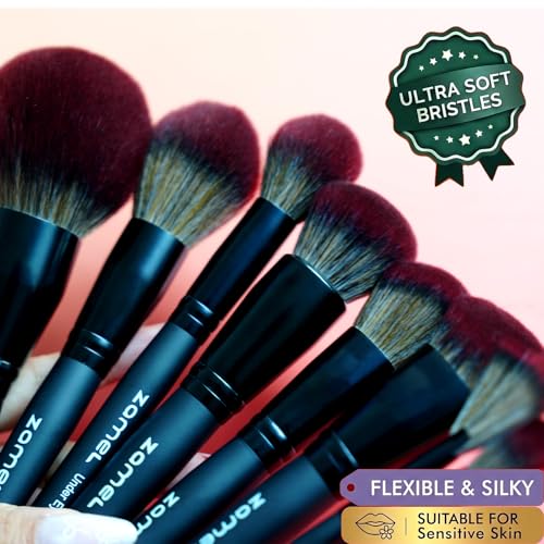 ZAMEL 26Pcs Black labeled Makeup Brushes Set Professional,Full Face ULTRA SOFT Hair Makeup Brush Set Contains large powder Foundation Ultimate Blending Make up Brush set Blush Concealers Eyeshadow - style: 26Pcs Matte Black+Color Box