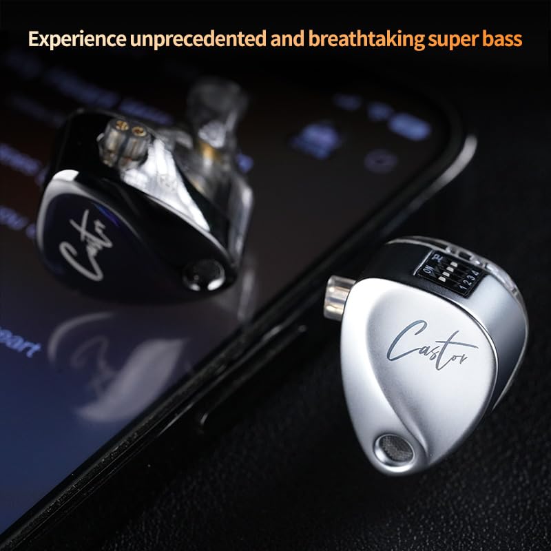 KZ Castor Wired Earbuds IEM in Ear Earphones, 2DD Tuning Adjustable Dual-Driver Supper Bass Wired Headphones, Harman Target with Improved Bass Version Monitor Headphones - color: Dark, style: with Mic