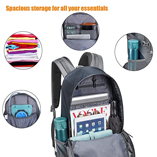 G4Free 35L Hiking Backpack for Women Men, Water Resistant Outdoor Sports | Nylon Water Resistant, 35L (19.7"*12.6"*8.7"), Camping, Climbing, Travel Daypack, Lightweight backpack with Rain Cover - color: Grey / Blue
