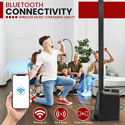 Pyle Portable PA System, 10" Subwoofer, 8x3 Column Drivers, Bluetooth Streaming, DSP EQ, 1600W Speaker System for Live Events, DJ Setup, and Sound Reinforcement
