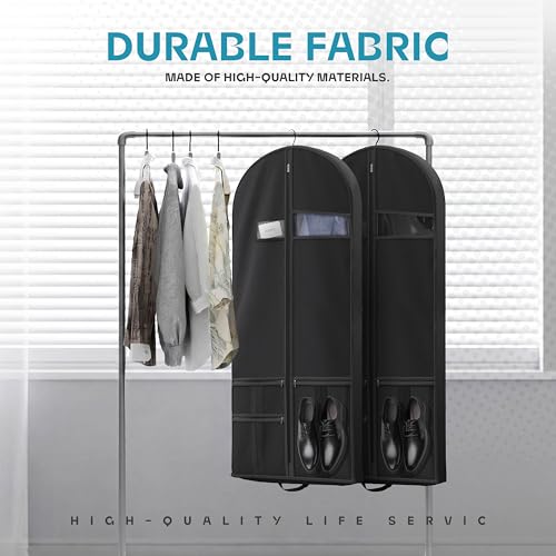 Lazebox 54" Travel Garment Bag with Accessories Zipper Pocket, Heavy Duty Suit Bag for Suits, Tuxedos, Dresses, Coats, Black, 1 pack - size: 54inch-1 pack-Black
