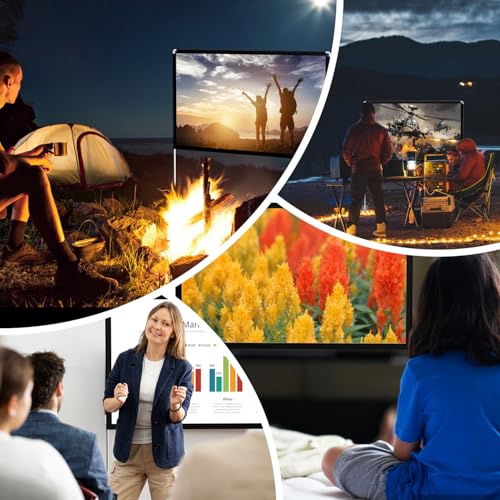 SKERELL Outdoor Projector Screen with Stand : Portable Projection Screen for Outside Theater Home Backyard Movies 60 inch - size: 60 inches