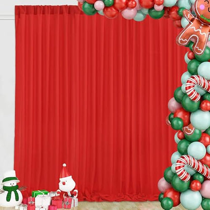10ft x 8ft Red Backdrop Curtains Polyster Photo Drapes Party Photo Backgrounds 4 Panels 5ft x 8ft for Christmas Wedding Birthday Home Photography Background - color: Red, size: 5ft x 8ft 4 Panels