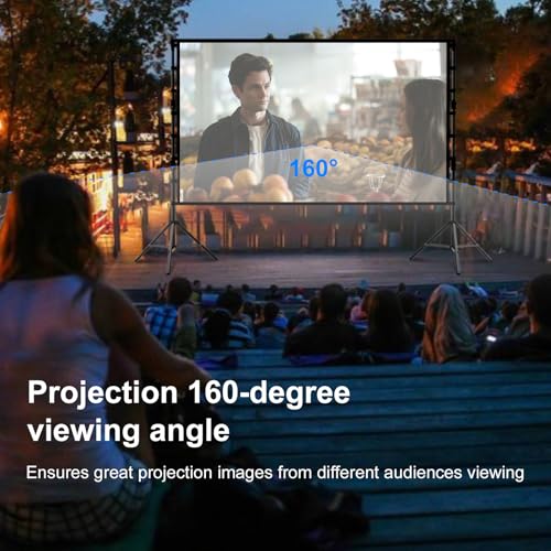 200 Inch Outdoor Projector Screen with Stand, DUYIKJ 16Ft Portable Large Rear Front Projection Screen Dual Sided 16:9 4K HD Movie Screen, Wrinkle-Free Design & Carry Bag for Backyard Cinema