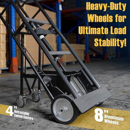 Olympia Tools Steel Appliance Hand Truck & Furniture Dolly, 1200 Lb, Black | Converts 2-Wheel to 4-Wheel, Auto-Recoil Ratchet Strap, Double-Welded Frame, for Fridges & Large Appliances - size: 1200 LB Auto-Recoil Appliance Hand Truck