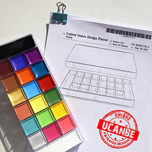 UCANBE Athena Face Body Painting Kit - 20 Color Large Deep Pan Paint, 24 Stencils, 2pcs Brushes, Professional Oil Based SFX Makeup Palette for Art, Theater, Halloween, Parties and Cosplay - color: Set #2