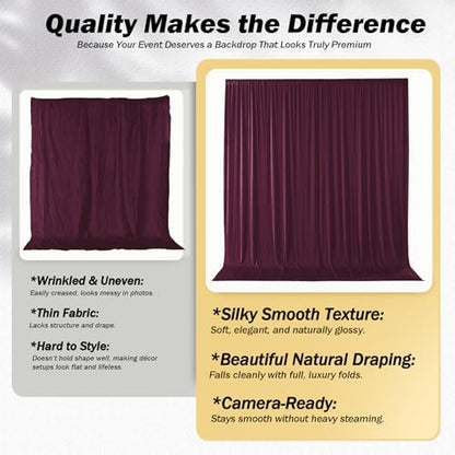 20x12 ft Burgundy Backdrop Curtains for Weddings, Birthdays and Photos - color: Burgundy, size: W5' x H12'(4 panels)