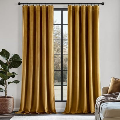 MIULEE Gold Velvet Curtains 84 Inch Long 2 Panels, W40 x L84 | Luxury Super Soft, Thermal Insulated, Room Darkening Drapes, Rod Pocket Design, Window Curtains for Bedroom Living Room - color: Gold, size: 40"W x 84"L (Pack of 2)