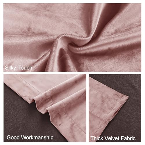 JIUZHEN Wild Rose Velvet Blackout Curtains 42W x 63L 2 Panels - color: Wild Rose, size: 42"W x 63"L (Pack of 2)