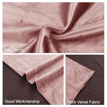 JIUZHEN Wild Rose Velvet Blackout Curtains 42W x 63L 2 Panels - color: Wild Rose, size: 42"W x 63"L (Pack of 2)