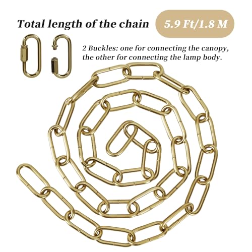 Heavy Duty Light Fixture Canopy Kit 5.3 Inches Diameter & 5.9 Feet Chain Ceiling Mounting Hardware for Pendant Light, Chandelier or Swag Light Fixtures, Brass - color: Brass