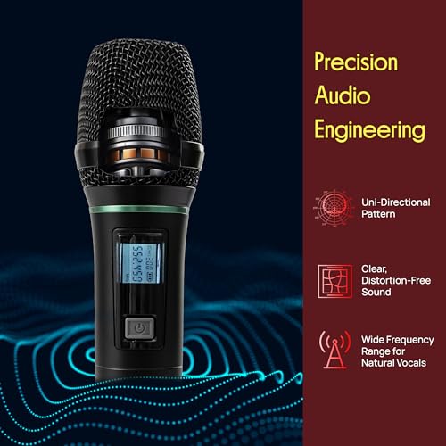 Pyle 4 Channel Wireless Microphone System with 4 Handheld Wireless Mics, UHF Cordless Microphones with Selectable Frequencies, Rack Mount Receiver for Karaoke, Church, DJ, Singing & PA Systems - style: 4-Channel Handheld