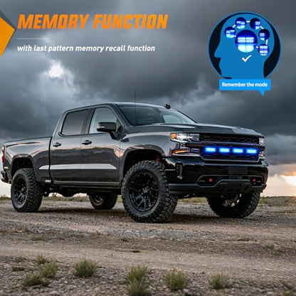 Nilight 4PCS 24LED Blue Strobe Light 12V/24V Grille Surface Mount | Hazard Safety Warning Light with Sync Feature for Car Truck Camper Side Marker Aluminum Alloy Base Emergency Lights - color: Blue