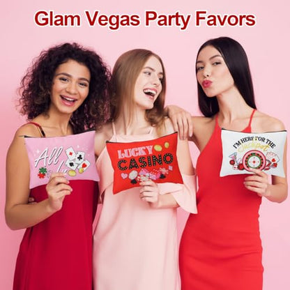 Reginary 12 Pcs Casino Gifts Casino Makeup Bags for Women | Casino Cosmetic Bags for Gambler, Gamblings Travel Zipper Pouches, Lucky in Love Bachelorette Themed Party Favors - style: Gambler