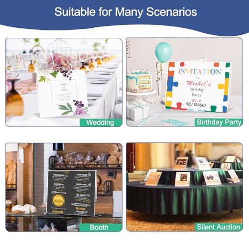 Slanted Back Acrylic Sign Holder 6 x 4, Acrylic Stands for Display Frame, Clear Plastic Tabletop Paper Sign Holder for Office, Home, Restaurant (6 Pack 6x4 Inches)