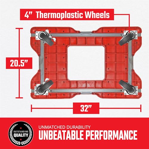 SNAP-LOC, 4 Wheel Dolly, 1,200 lb Professional E Track Push Cart Dolly, Heavy Duty Furniture Moving Cart, Modular Cargo Platform, Made in USA, Red - style: Professional E-Track Push Cart Dolly Red