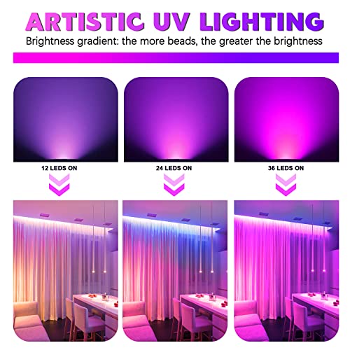 U`King Black Lights for Glow Party 72W UV 36LED Blacklight Glow in The Dark Black Light Strobe with Remote Control DMX Portable for Tapestry Church Parties Birthday Party DJ Bars Nightclubs - color: 1 Pack