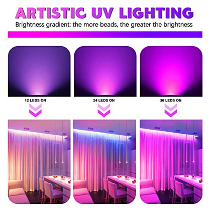 U`King Black Lights for Glow Party 72W UV 36LED Blacklight Glow in The Dark Black Light Strobe with Remote Control DMX Portable for Tapestry Church Parties Birthday Party DJ Bars Nightclubs - color: 1 Pack